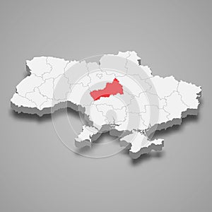 Cherkasy Oblast. Region location within Ukraine 3d map