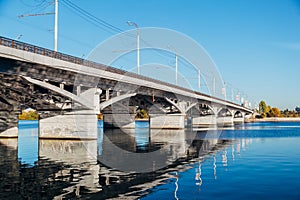 Chernavsky bridge over Voronezh river at sunny autumn photo