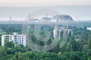 Chernobyl 4th reactor as visible from Pripyat