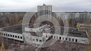 Chernobyl exclusion zone. Pripyat. Aerial.