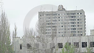 Chernobyl Exclusion Zone. Pripyat. City landscape of an abandoned city