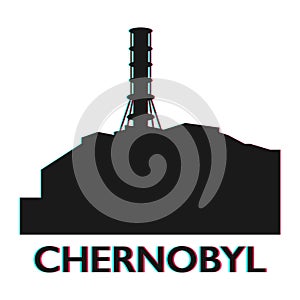 Chernobyl nuclear atom electric station icon 