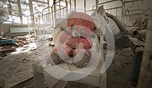 Chernobyl - Teddy bear in abandoned kindergarten photo