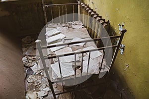 Chernobyl / Ukraine  Chernobyl exclusion zone. Ruins of abandoned places. Zone of high radioactivity. Ruins of buildings