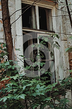 Chernobyl / Ukraine  Chernobyl exclusion zone. Ruins of abandoned places. Zone of high radioactivity. Ruins of buildings