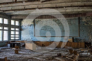 Chernobyl, Ukraine. Inside abandoned town of Pripyat left after the Chernobyl Nuclear Disaster