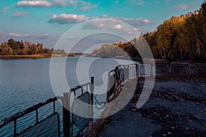 Chernobyl viewing platform on the lake