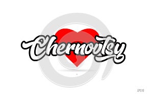 chernovtsy city design typography with red heart icon logo