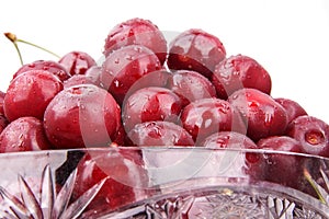 Cherries in a bowl. isolated on white background