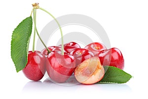 Cherries cherry fresh organic summer fruits fruit isolated on white