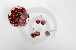 Cherries in glassr bowl.