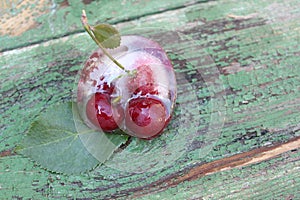 Cherries in ice. Frozen fruits.