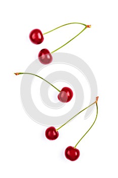Cherries isolated on white background.