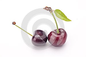 Cherries isolated on white