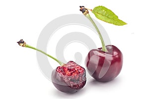 Cherries isolated on white