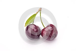 Cherries isolated on white