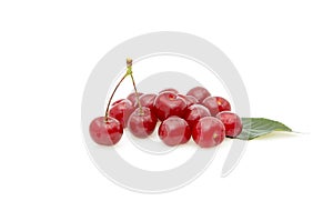 Cherries isolated on a whiteground.