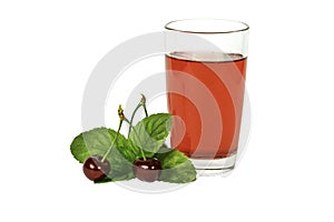 Cherries ripe, fresh isolated on white background. Cherry red ripe on white .. Fresh cherry in a glass bowl on a white background.