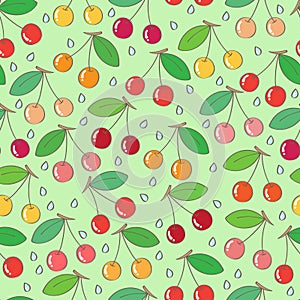 Cherries seamless pattern photo