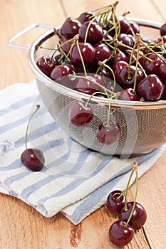 Cherries in a strainer