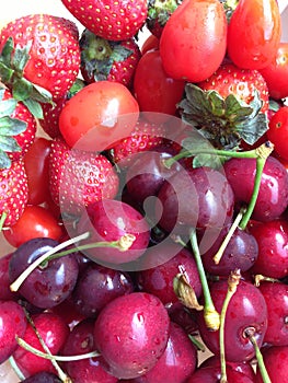 cherries, strawberries and tomatoes for breakfast medley