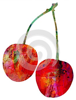 Cherries Textured Watercolor Painting