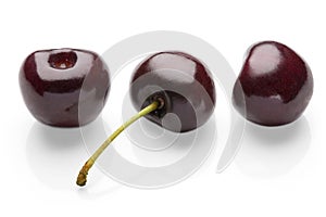 Cherries on white background