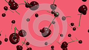 Cherry, 3D animation video on Living Coral background