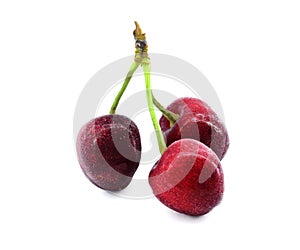 Cherry berries close-up isolated on a white background.