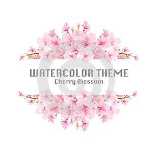 Cherry blossom background frame with hand drawn flowers