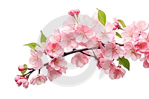 cherry blossom branch isolated on white background with clipping path, Cherry blossom sakura isolated on a white background with a