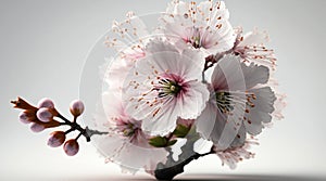 Cherry blossom close up, blur Spring orchard background. Generative AI