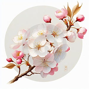 Cherry Blossom Delicate and ephemeral flower with pale pink r photo