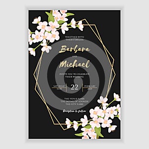 Cherry blossom floral wedding invitation card