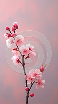 Cherry blossom flower copy space blurred background