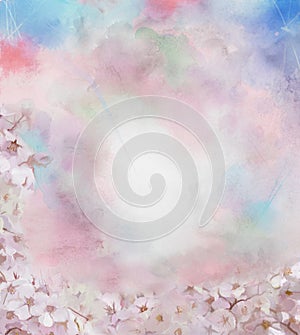 Cherry blossom flower oil painting