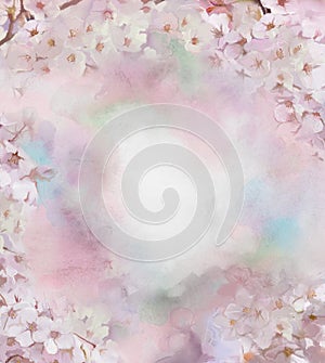 Cherry blossom flower oil painting