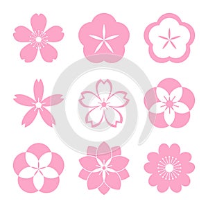 Cherry blossom icon set