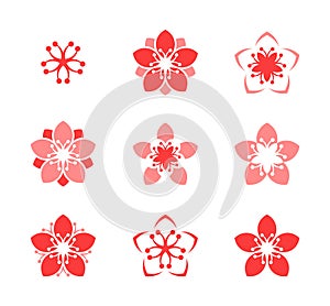 Cherry blossom. Icon set