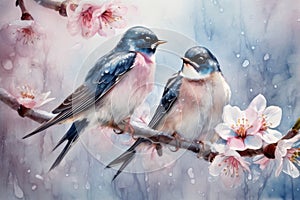 Cherry blossom pattern with swallow