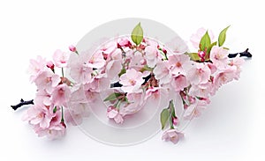 cherry blossom sakura isolated on white background with clipping path