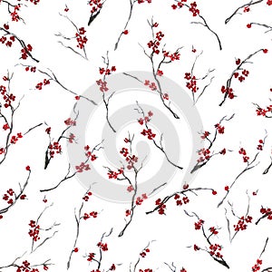 Cherry blossom seamless pattern.