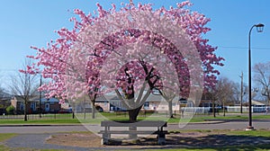 Cherry Blossom Spectacle at Hurd Park, Dover, NJ - Summer Version with Lush Green Leaves