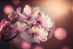 cherry blossom. spring flowers. soft focus. nature background