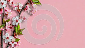 a cherry blossom tree april floral nature spring Sakura blossoms soft colorful background card banner march happy easter copy
