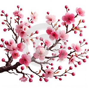 cherry blossom tree isolated on white background with clipping path.