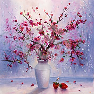Cherry blossom vase