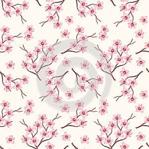 Cherry Blossom Watercolor Seamless Pattern