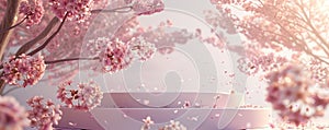 Cherry blossoms in full bloom on a soft pink background, perfect for spring concepts and floral designs