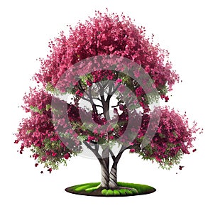 Cherry blossoms Pink spring tree on Isolated Transparent png background. 3D illustration spring isolated transparent background